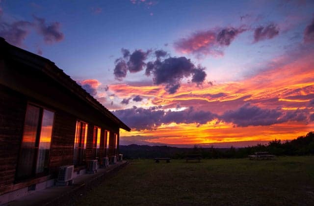 The sunset of the town