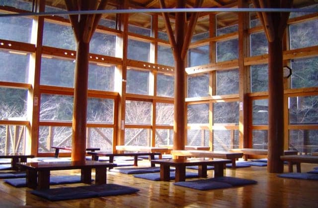 Lounge overlooking the Arimagawa River