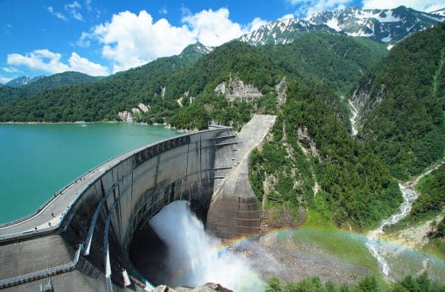 Kurobe Dam sightseeing water discharge
