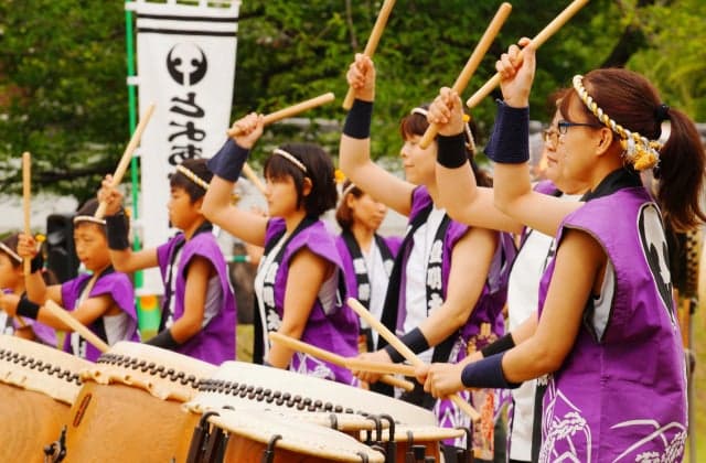 Taiko performance at Kutsukake-jo Castle Ruins Park
