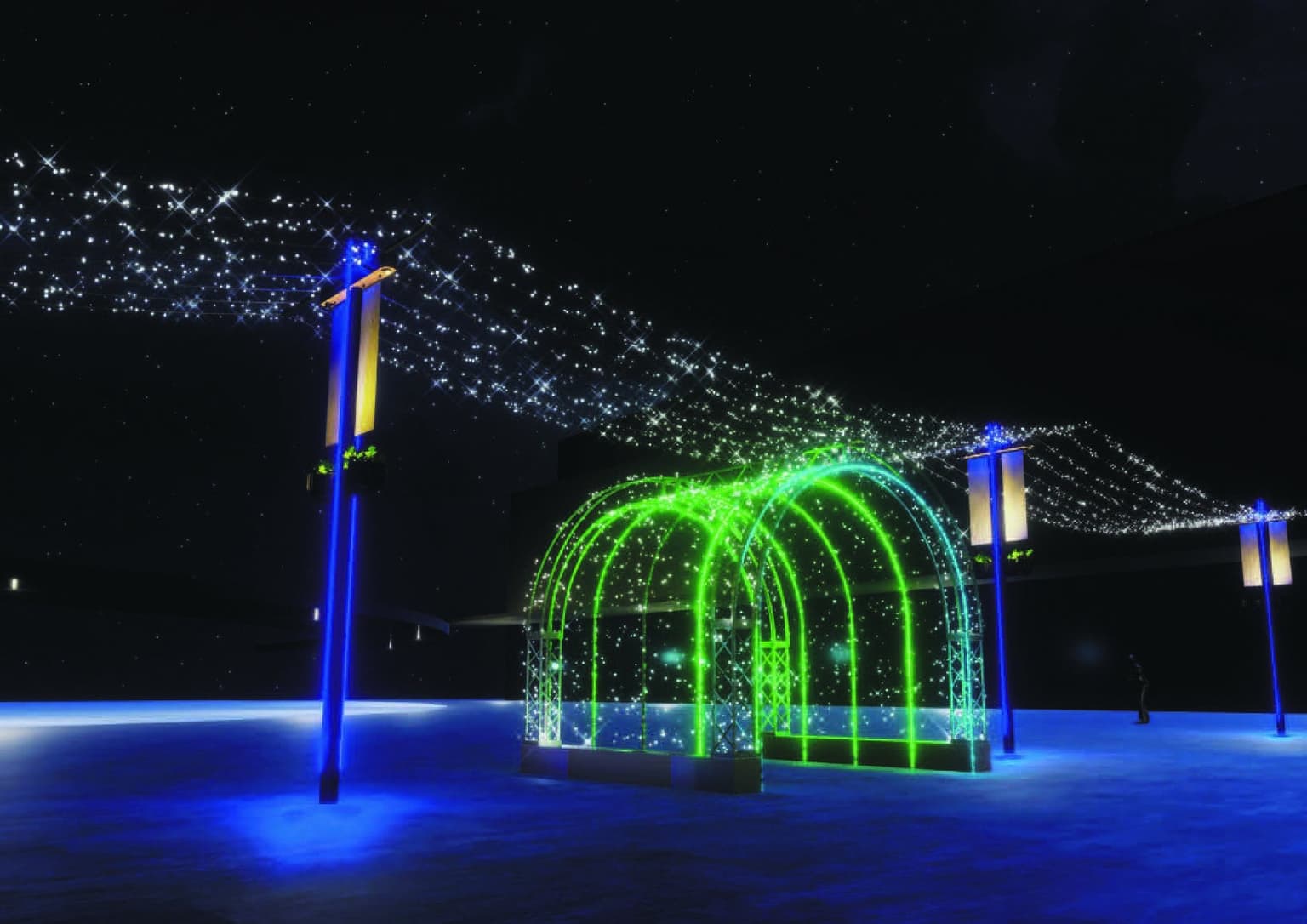 Light tunnel and light pole (Toyama Station South Exit and North Exit Station Square)