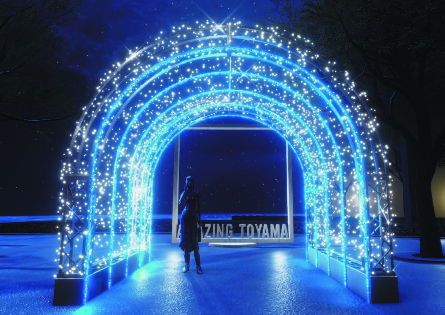 Light tunnel and light pole (Toyama Station South Exit and North Exit Station Square)