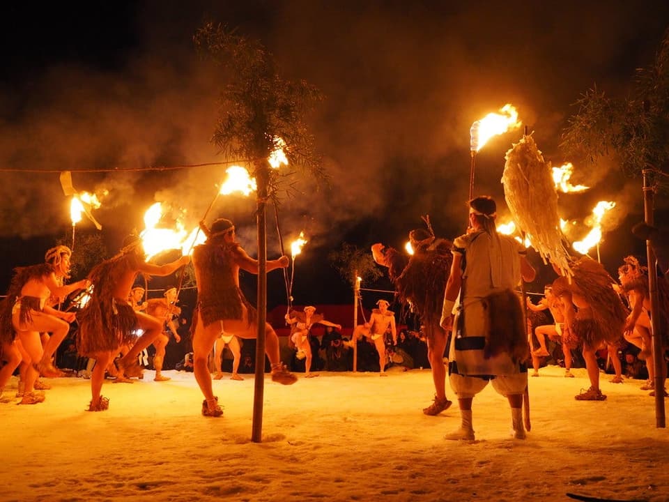 General Rules (Komiya) Snow and Fire Festival held at Suwa-jinja Shrine