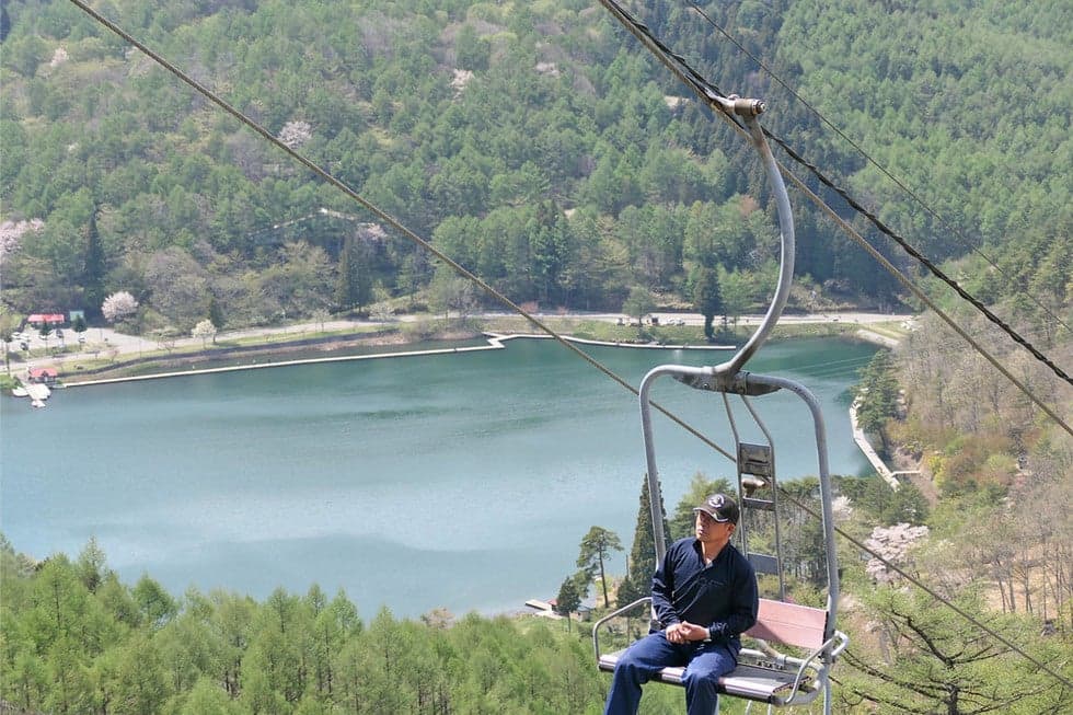 View the Holy Lake from the lift.