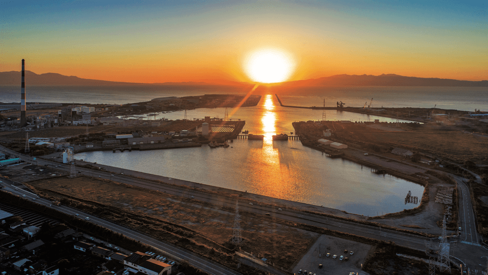 三池港からの夕日