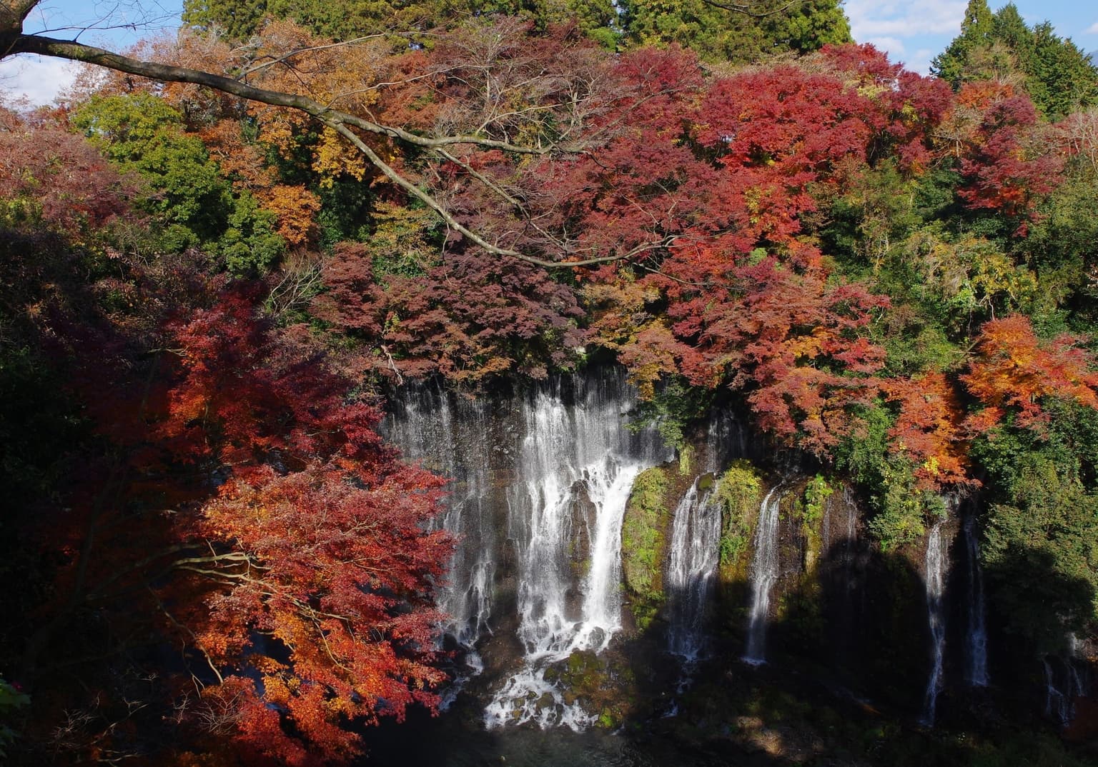 Autumn leaves of Shiraito Falls and Otoshi Falls