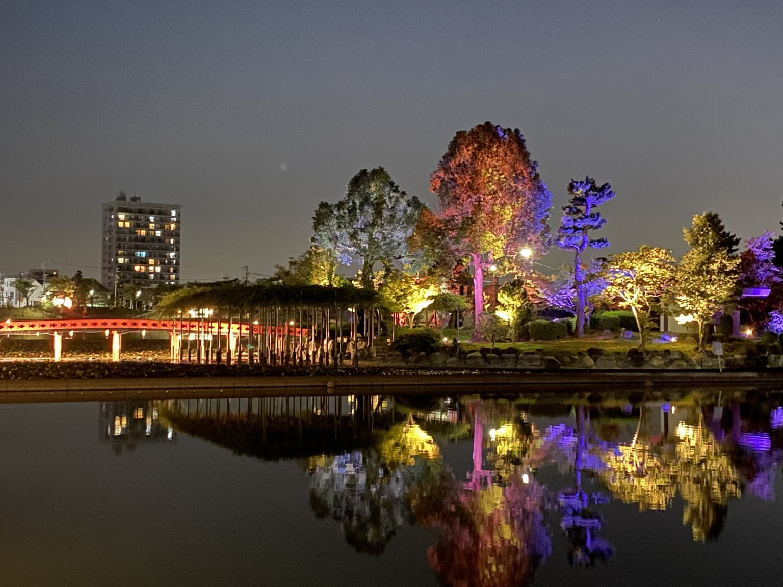 天王川公園ライトアップ
