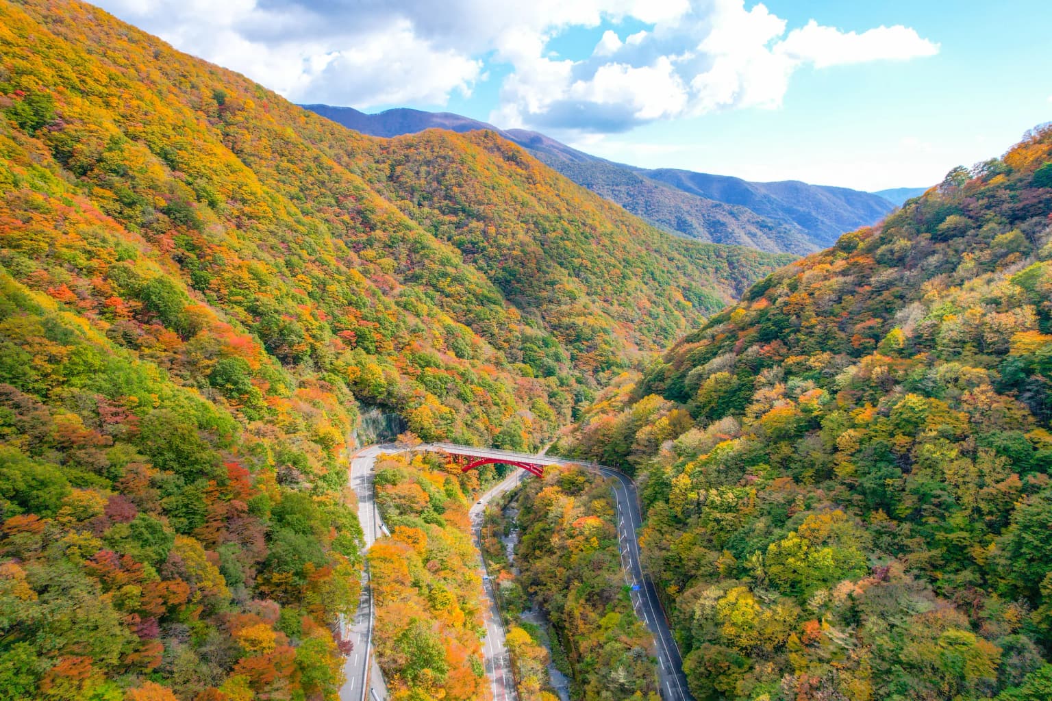 Autumn leaves at Sennin-toge Pass
