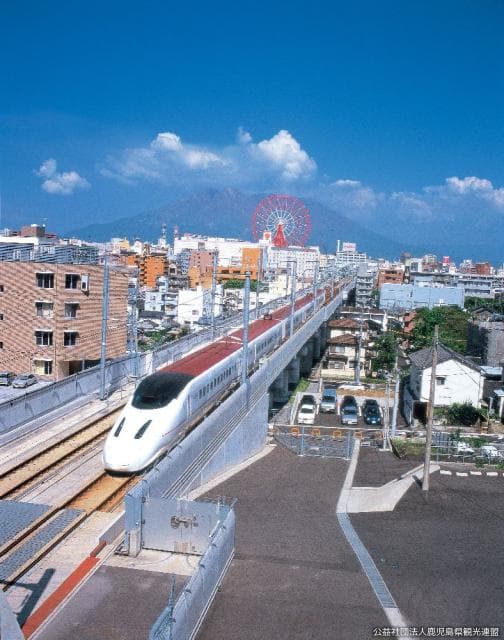 Shinkansen and Sakurajima