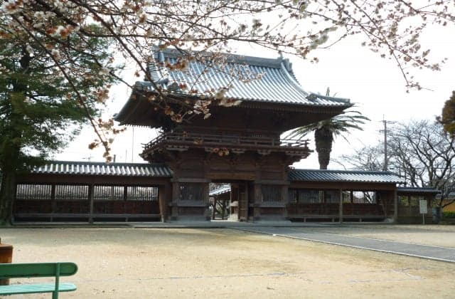 Onakami Shrine Tower Gate and Cherry Blossoms