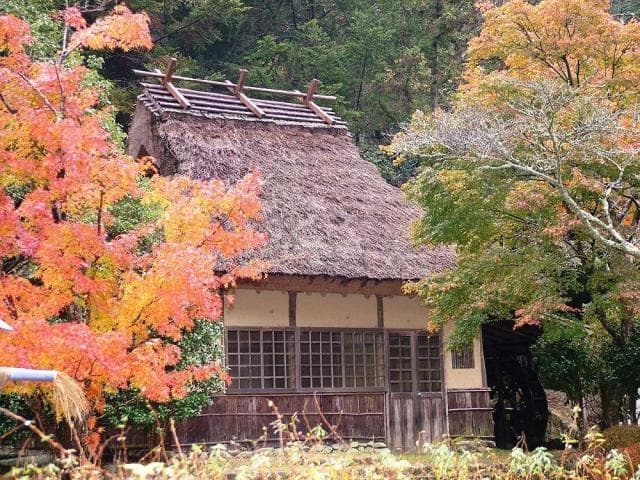In front of the Rakan Autumn Leaves Watermill