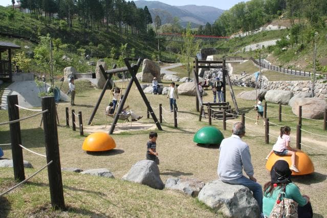 Playground equipment open space in park