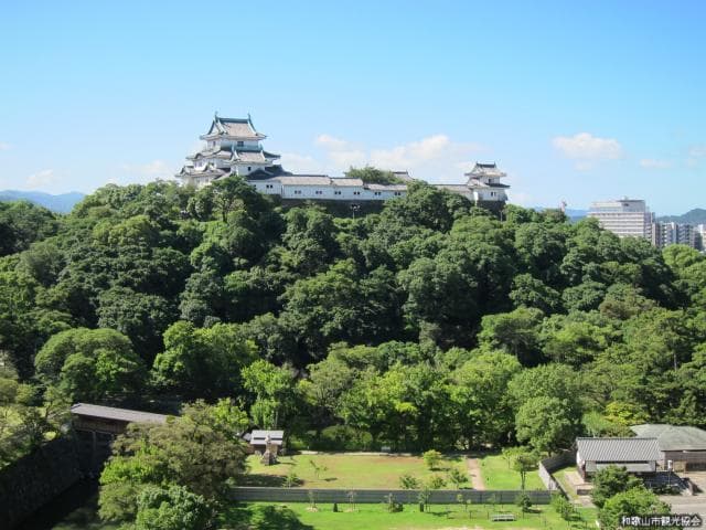 Wakayama Castle towering over Tora Fushiyama