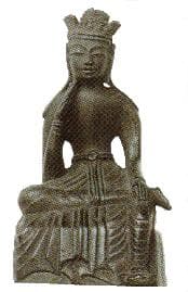 A half lotus statue of the gold bronze statue of Kannon Bodhisattva