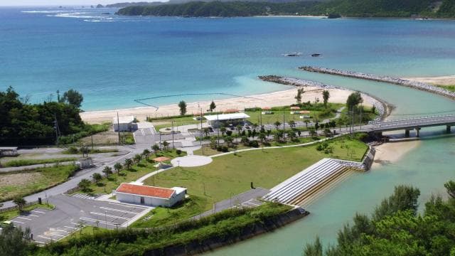 From the sky above Fukuji River Seaside Park
