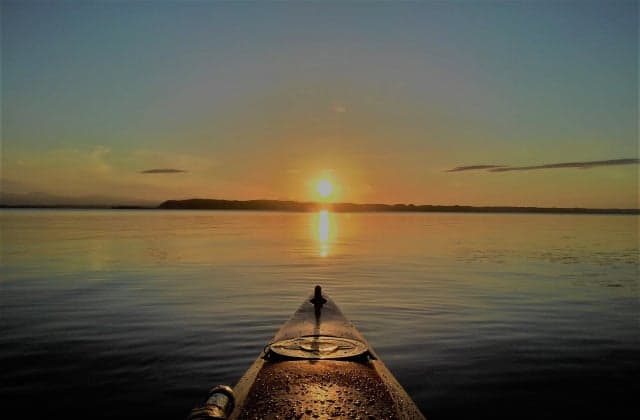 小川原湖の夕日