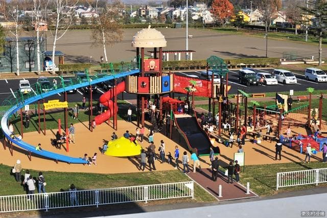 Rural park large playground equipment square
