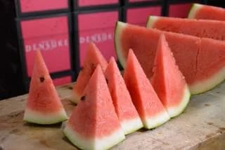 Densuke watermelon cut