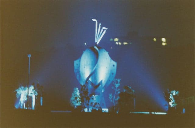 Lit up Kuma's monument