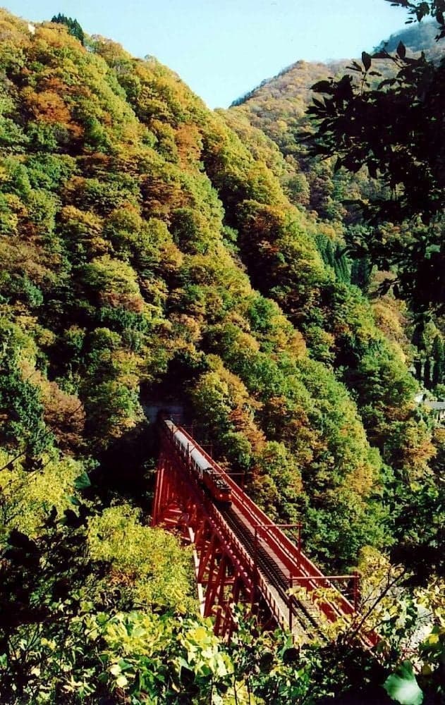 Autumn leaves in the Kurobe Gorge (around Unazuki Station)