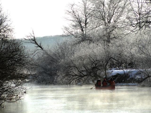 冬のカヌー
