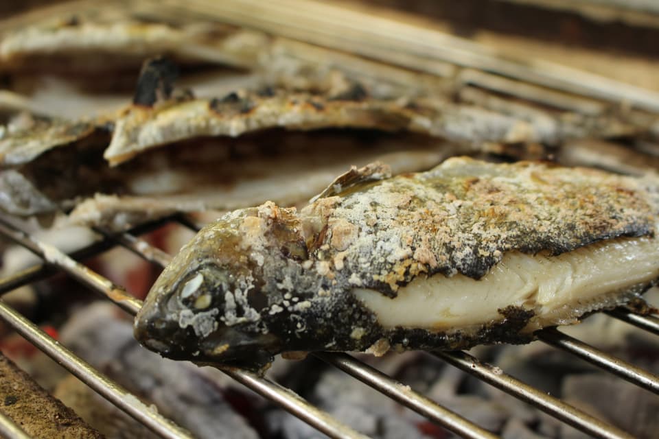 イワナ炭火焼き