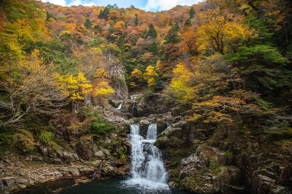 三段峡(黒淵・二段滝・三段滝・三ツ滝)の紅葉